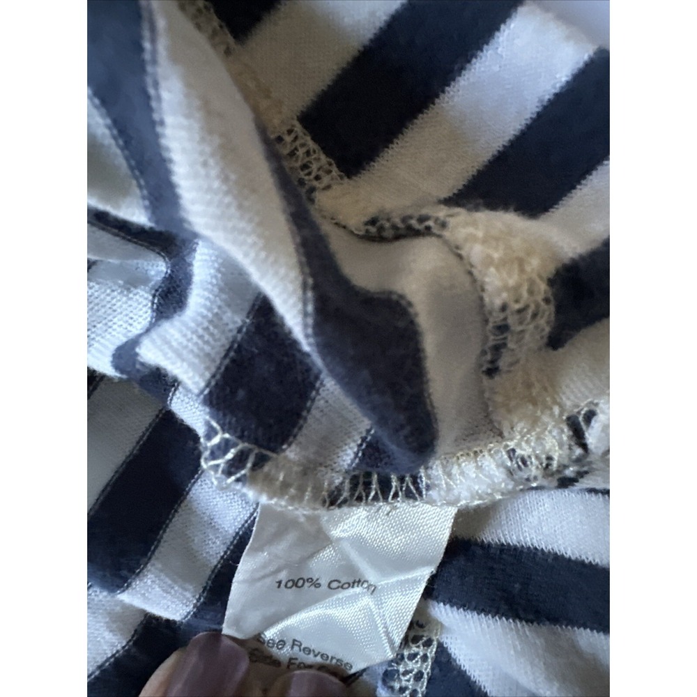 Cabi 5064 Navy Blue White Striped Asymmetric Hem Knit Top Size M - Picture 8 of 8